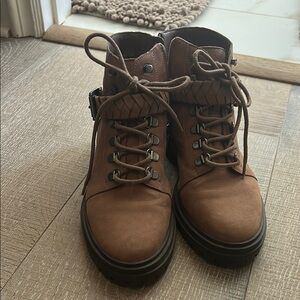 Vince Camuto Brown Combat Boots Rugged Sole